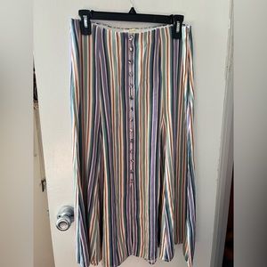 Maeve By Anthropologie Striped Viscose Satin Skirt
